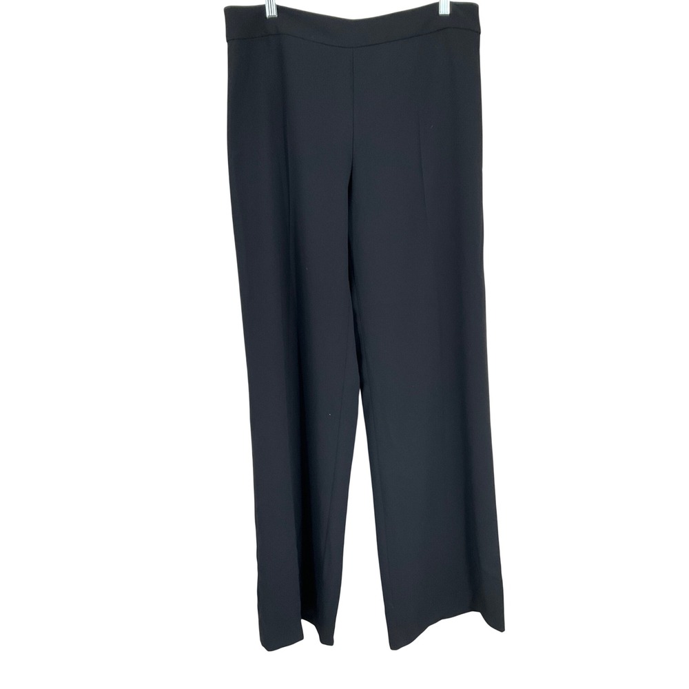 Zara Wide Leg Trousers Womens XL Black High Rise Minimalist Side Zip Office